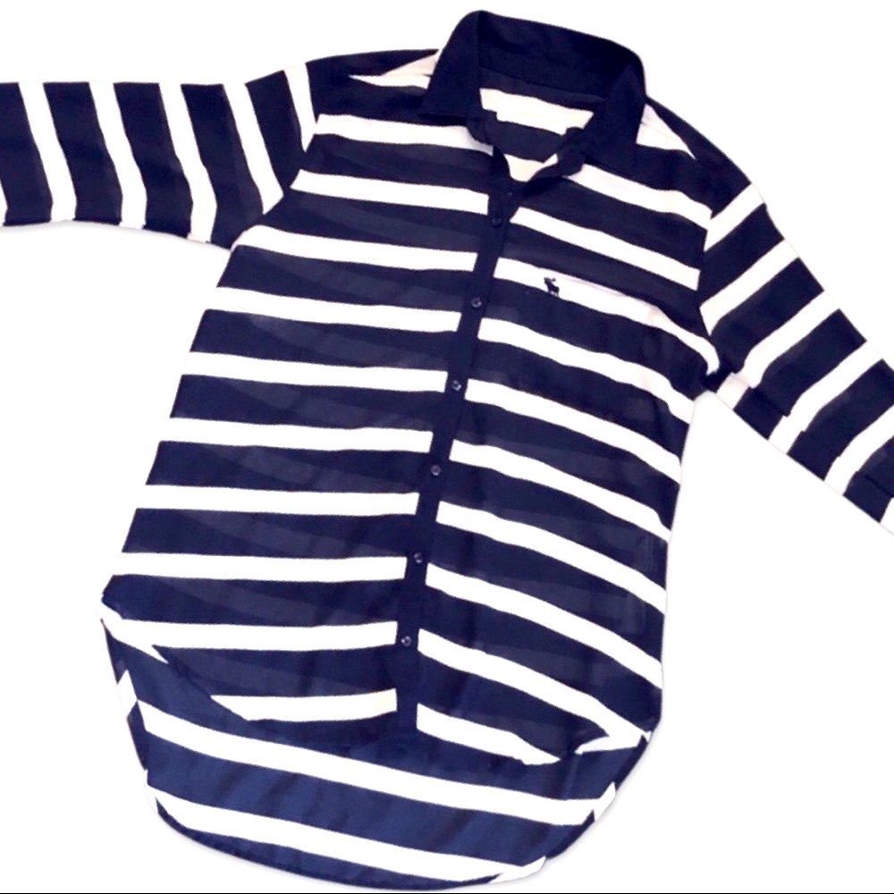 Abercrombie & Fitch Vintage Sheer Striped Button Up Blouse